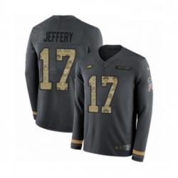 Youth Nike Philadelphia Eagles 17 Alshon Jeffery Limited Black Salute to Service Therma Long Sleeve NFL Jersey