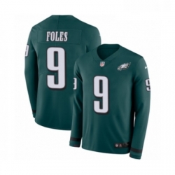 Youth Nike Philadelphia Eagles 9 Nick Foles Limited Green Therma Long Sleeve NFL Jersey