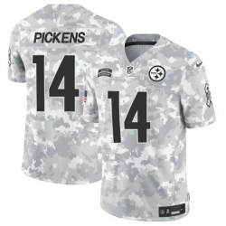 Men Pittsburgh Steelers 14 George Pickens 2024 F U S E Arctic Camo Salute To Service Limited Stitched Football Jersey