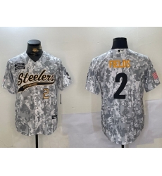 Men Pittsburgh Steelers 2 Justin Fields 2024 Arctic Camo Salute To Service Stitched Baseball Jersey 2