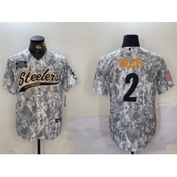 Men Pittsburgh Steelers 2 Justin Fields 2024 Arctic Camo Salute To Service Stitched Baseball Jersey