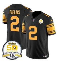 Men Pittsburgh Steelers 2 Justin Fields Black 2024 F U S E 50th Anniversary Of Super Bowl IX Color Rush Limited Stitched Jersey