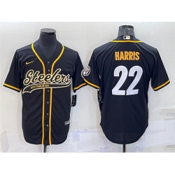 Men Pittsburgh Steelers 22 Najee Harris Black With Patch Cool Base Stitched Baseball Jerseys