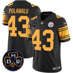 Men Pittsburgh Steelers 43 Troy Polamalu Black F U S E  DMR Patch Vapor Limited Stitched Jersey