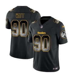 Men Pittsburgh Steelers 90 T J  Watt Black 2023 F U S E  Smoke Vapor Untouchable Limited Stitched Jersey