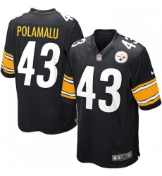 Mens Nike Pittsburgh Steelers 43 Troy Polamalu Game Black Team Color NFL Jersey