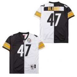 Men's Pittsburgh Steelers Mel Blount #47 White Black Split Stitched NFL Football Jersey