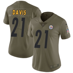 Nike Steelers #21 Sean Davis Olive Womens Stitched NFL Limited 2017 Salute to Service Jersey