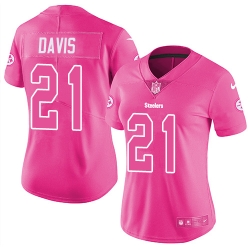 Nike Steelers #21 Sean Davis Pink Womens Stitched NFL Limited Rush Fashion Jersey