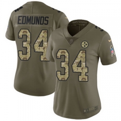 Nike Steelers #34 Terrell Edmunds Olive Camo Womens Stitched NFL Limited 2017 Salute to Service Jersey