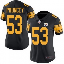 Nike Steelers #53 Maurkice Pouncey Black Womens Stitched NFL Limited Rush Jersey