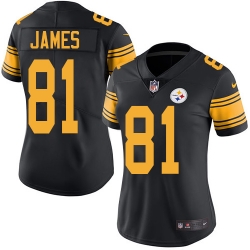 Nike Steelers #81 Jesse James Black Womens Stitched NFL Limited Rush Jersey