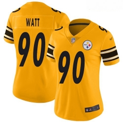 Steelers #90 T  J  Watt Gold Women Stitched Football Limited Inverted Legend Jersey