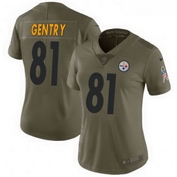 Women Nike 81 Zach Gentry Pittsburgh Steelers Limited Green 2017 Salute to Service Jersey