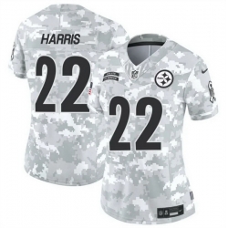 Women Pittsburgh Steelers 22 Najee Harris 2024 F U S E Arctic Camo Salute To Service Limited Stitched Football Jersey