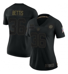 Women Pittsburgh Steelers 36 Jerome Bettis Black Limited 2020 Salute To Service Jersey