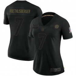 Women Pittsburgh Steelers 7 Ben Roethlisberger Black Limited 2020 Salute To Service Jersey