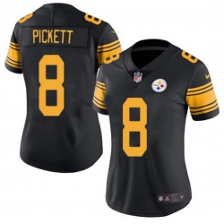 Women Pittsburgh Steelers 8 Kenny Pickett Black Color Rush Limited Stitched Jersey