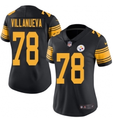 Womens Nike Pittsburgh Steelers #78 Alejandro Villanueva Elite Black Rush Vapor Untouchable NFL Jersey