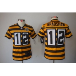 Nike Youth Pittsburgh Steelers #12 Bradshaw Yellow-Black 80th Patch Limited Jerseys