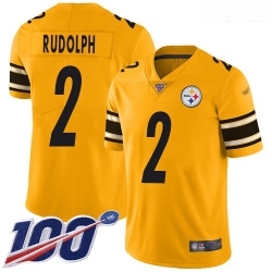 Steelers #2 Mason Rudolph Gold Youth Stitched Football Limited Inverted Legend 100th Season Jersey