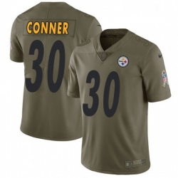 Youth Nike Pittsburgh Steelers 30 James Conner Limited Olive 2017 Salute to Service NFL Jersey