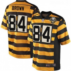 Youth Nike Pittsburgh Steelers 84 Antonio Brown Elite YellowBlack Alternate 80TH Anniversary Throwback NFL Jersey