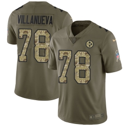 Youth Nike Steelers #78 Alejandro Villanueva Olive Camo Stitched NFL Limited 2017 Salute to Service Jersey