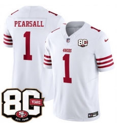 Men San Francisco 49ers 1 Ricky Pearsall White 80th Anniversary Patch 2026 F U S E Vapor Untouchabl2026 F U S E Vapor Untouchable Limited Stitched Footb Men San Francisco 49ers 1 Ricky Pearsall White 80th Anniversary Patch 2026 F U S E Vapor Untouchabl2026 F U S E Vapor Untouchable Limited Stitched Footb