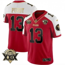 Men San Francisco 49ers 13 Brock Purdy Red Gold Super Bowl XXIX Patch Limited Stitched Football Jersey