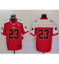 Men San Francisco 49ers 23 Christian McCaffrey Red F U S E  Mexico With Gate Bridge Patch Vapor Limited Stitched Football Jersey 1