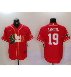 Men San Francisco 49ers 2319 Deebo Samuel Red With Patch Cool Base Stitched Baseball Jersey 2