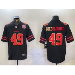 Men San Francisco 49ers 49 GoldBlooded Black Stitched Jersey