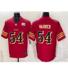 Men San Francisco 49ers 54 Fred Warner Red Gold 80th Anniversary Patch Rivalries 2026 F U S E Vapor Untouchabl Limited Stitched Football Jersey Men San Francisco 49ers 54 Fred Warner Red Gold 80th Anniversary Patch Rivalries 2026 F U S E Vapor Untouchabl Limited Stitched Football Jersey