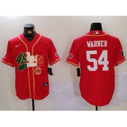 Men San Francisco 49ers 54 Fred Warner Red With Patch Cool Base Stitched Baseball Jersey