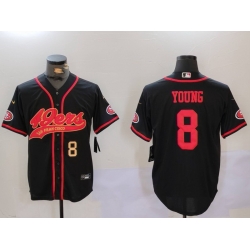 Men San Francisco 49ers  8 Steve Young Black With Patch Cool Base Stitched Baseball Jersey 3