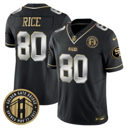 Men San Francisco 49ers 80 Jerry Rice Black F U S E  Golden Gate Bridge Patch Vapor Limited Stitched Football Jersey