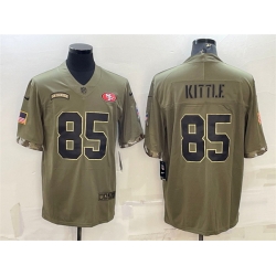 Men San Francisco 49ers 85 George Kittle Olive 2022 Salute To Service Limited Stitched Jersey