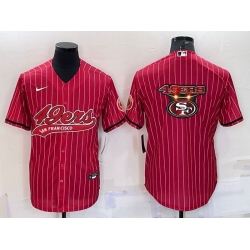 Men San Francisco 49ers Red Team Big Logo With Patch Cool Base Stitched Baseball Jersey