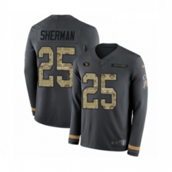 Mens Nike San Francisco 49ers 25 Richard Sherman Limited Black Salute to Service Therma Long Sleeve NFL Jersey