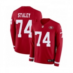 Mens Nike San Francisco 49ers 74 Joe Staley Limited Red Therma Long Sleeve NFL Jersey