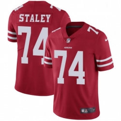 Mens Nike San Francisco 49ers 74 Joe Staley Red Team Color Vapor Untouchable Limited Player NFL Jersey