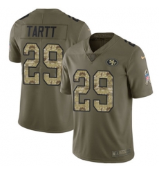 Nike 49ers #29 Jaquiski Tartt Olive Camo Mens Stitched NFL Limited 2017 Salute To Service Jersey