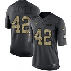 Nike 49ers #42 Ronnie Lott Black Mens Stitched NFL Limited 2016 Salute to Service Jersey