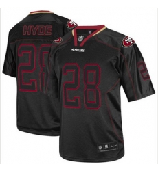 Nike San Francisco 49ers #28 Carlos Hyde Lights Out Black Mens Stitched NFL Elite Jersey