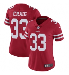 Women NFL 49ers 33 Roger Craig Red Vapor Untouchable Limited Jersey