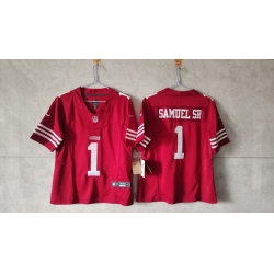 Women San Francisco 49ers 1 Deebo Samuel Sr  Red F U S E Vapor Untouchable Stitched Jersey