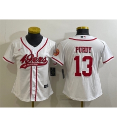 Women San Francisco 49ers 13 Brock Purdy White With Patch Cool Base Stitched Baseball Jersey