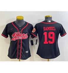 Women San Francisco 49ers 19 Deebo Samuel Black With Patch Cool Base Stitched Baseball Jersey