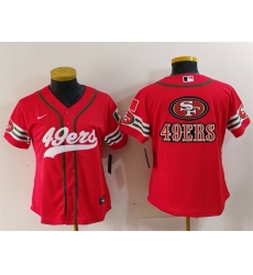 Women San Francisco 49ers Team Big Logo Red Mexico With Patch Cool Base Stitched Baseball Jersey 2